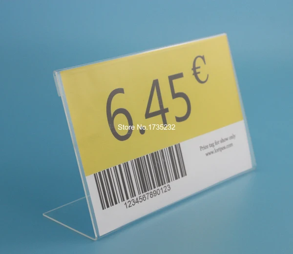 

10*15cm 50 pcs Clear Acrylic Sign Holder Price Tag frame Display Stand Table Name Card Display Rack ID Tag label holder case
