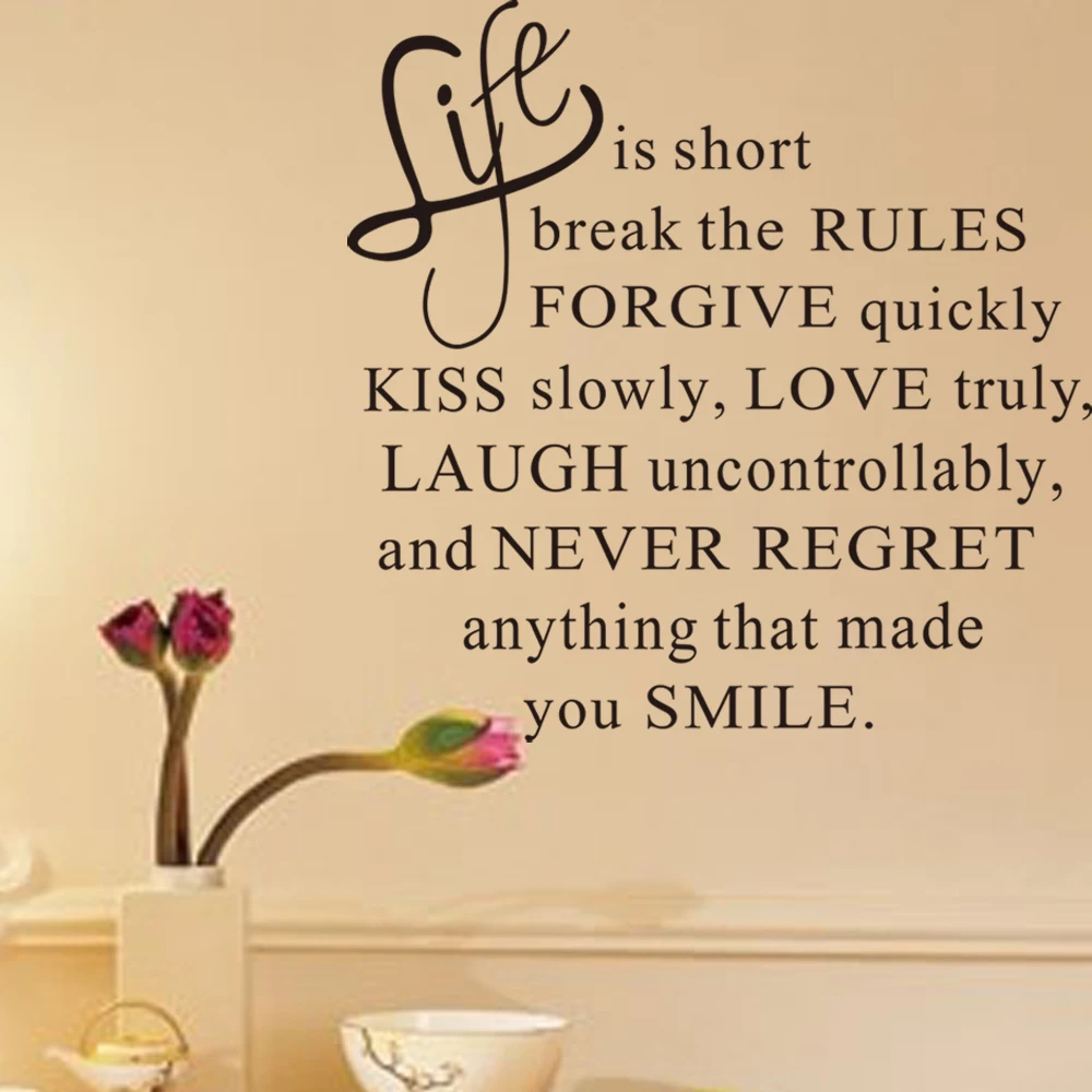 

Hot Sale Life Is Short Words Removable Wall Mural Wall Sticker DIY Wall Vinyl Art Decal For Fashion Home Decoration Y-304