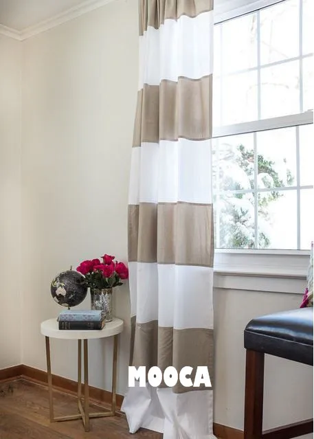 100% cotton taupe witte horizontale streep gordijn panel gordijn ... 100% cotton taupe witte horizontale streep gordijn panel gordijn ...