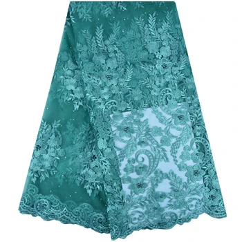 

Latest African French Lace Fabric High Quality Beaded Tulle Lace Fabric 2018 French Lace Fabric For Wedding 5 Yards/Lot 1223