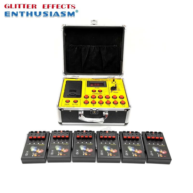 

1200 group 24 channel Cues transmitter connect 6pcs 4 channel AM04R Remote radio fire DBR01X-24 wedding machine