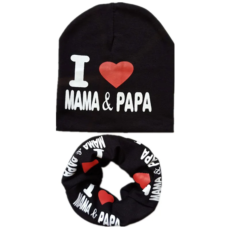 black mama Осенне-зимний детский комплект с шапочкой для мальчиков и девочек, весенний теплый шейный платок, детские вязаные шапки, комплекты из хлопка, детская шапка, шарф, комплекты из 2 предметов - Цвет: black mama