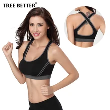 Демпфирования спортивный бюстгальтер для женщин Push Up фитнес Йога Спортивное нижнее белье Sujetador Brasieres Deportivos Soutien ущелье X back тренировки Топы корректирующие