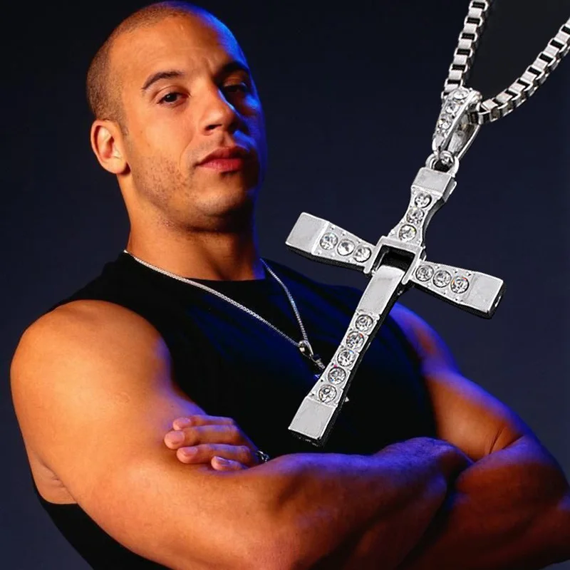 

Hot Movie Fast and Furious Silver Gold Colors Jewelry Pendant Dominic Toretto Cross Men's Necklace Pendant -30