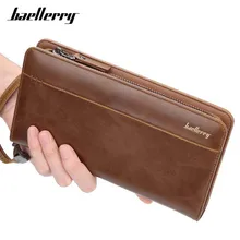 Baellerry Big Capacity Wristlet Clutch Wallets Men Leather Zipper Cell Phone Long Wallet Man Carteira Card Holder Male Purse NEW