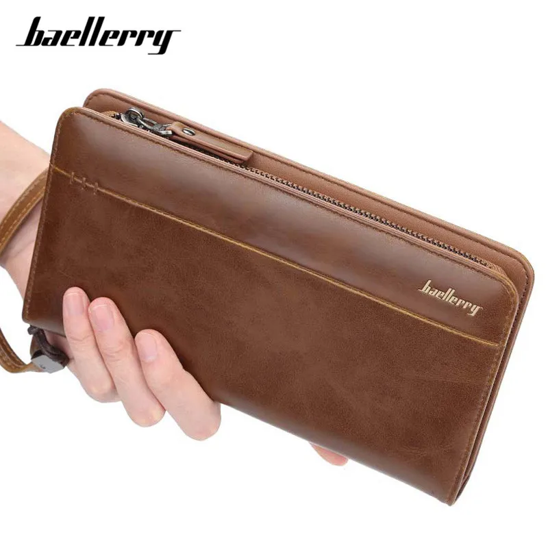 Baellerry большой вместительный кошелек клатч мужские кожаные кошельки на молнии