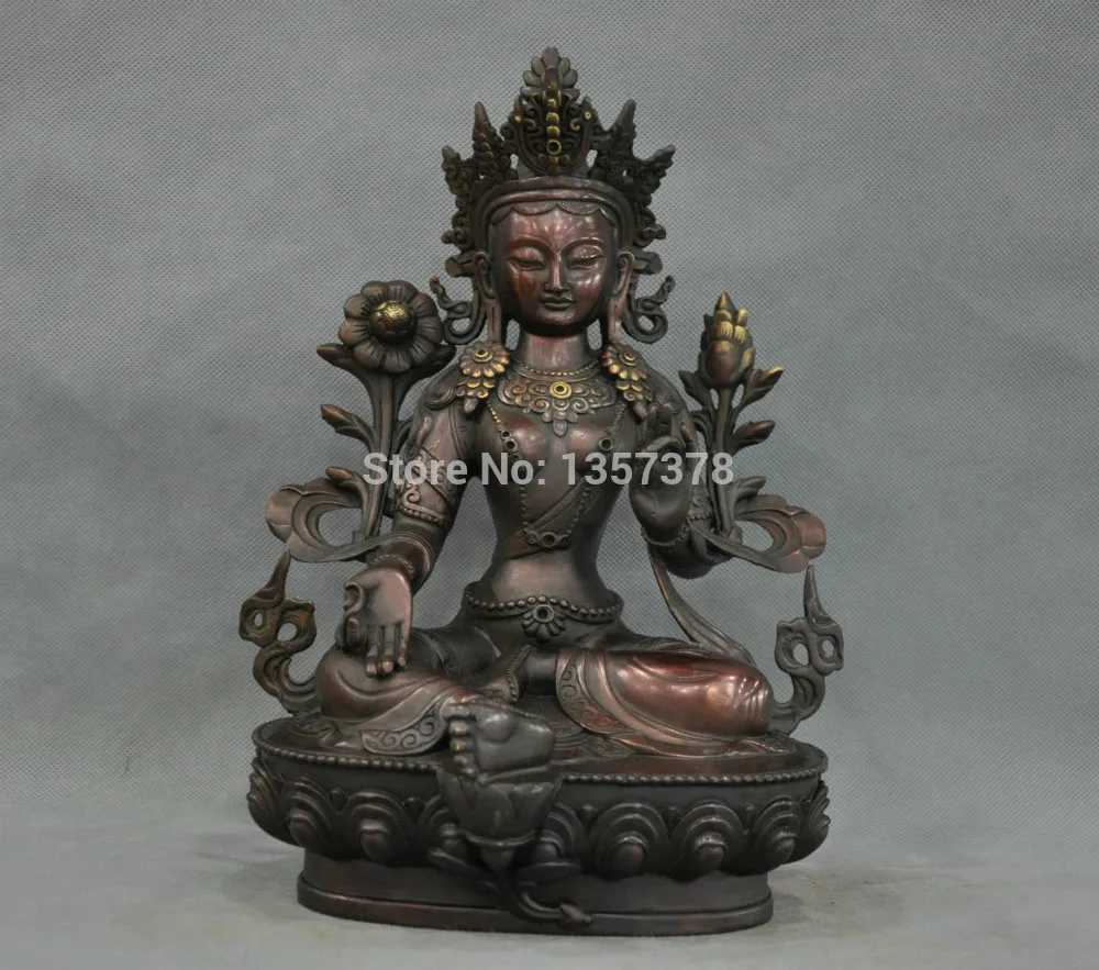 

shitou 00425 12'' Tibet Tibetan Green Tara Goddness Pure Bronze Statue discount 30% (C0324)