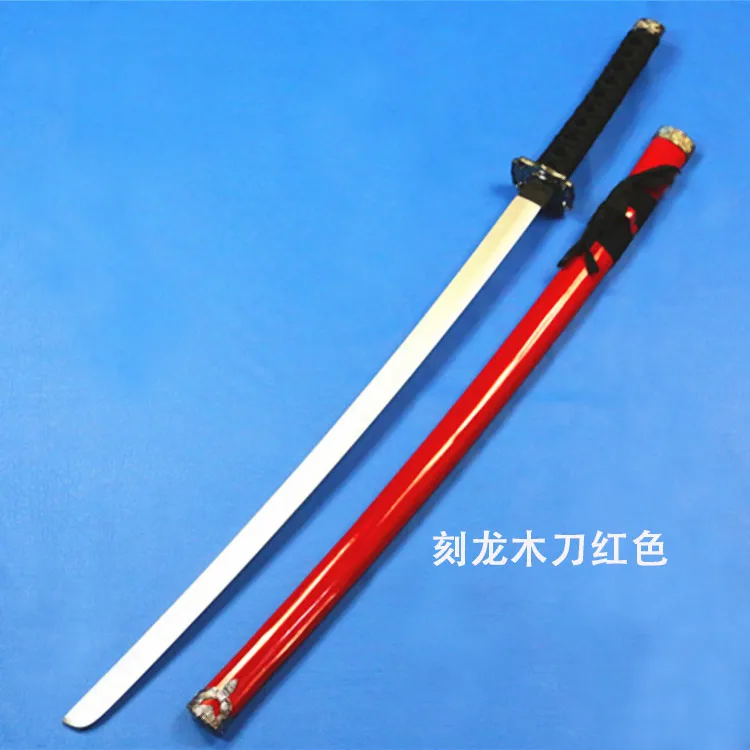5 цветов черное украшение меч Косплей деревянный меч нож Лезвие катаны оружие косплей реквизит - Цвет: Красный