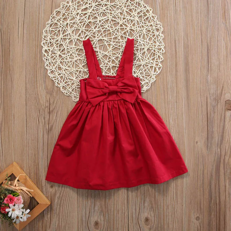 Emmababy новорожденных для маленьких девочек Малыш красный лук ремень платье Сарафан Последняя мода нарядные платья для детей от 0 до 3 лет
