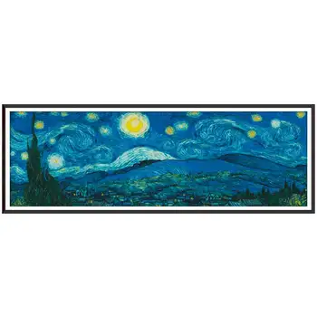 

Starry night panorama counted 11CT 14CT Cross Stitch Set Wholesale DIY Cross-stitch Kit Embroidery Needlework Home Decor F976