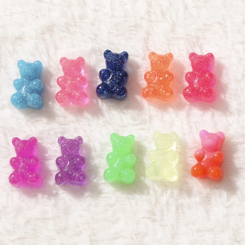 

20pcs 10*16MM Glittering Sweetcandy flatback Resin Bear Cabochons charms Headwear accessories