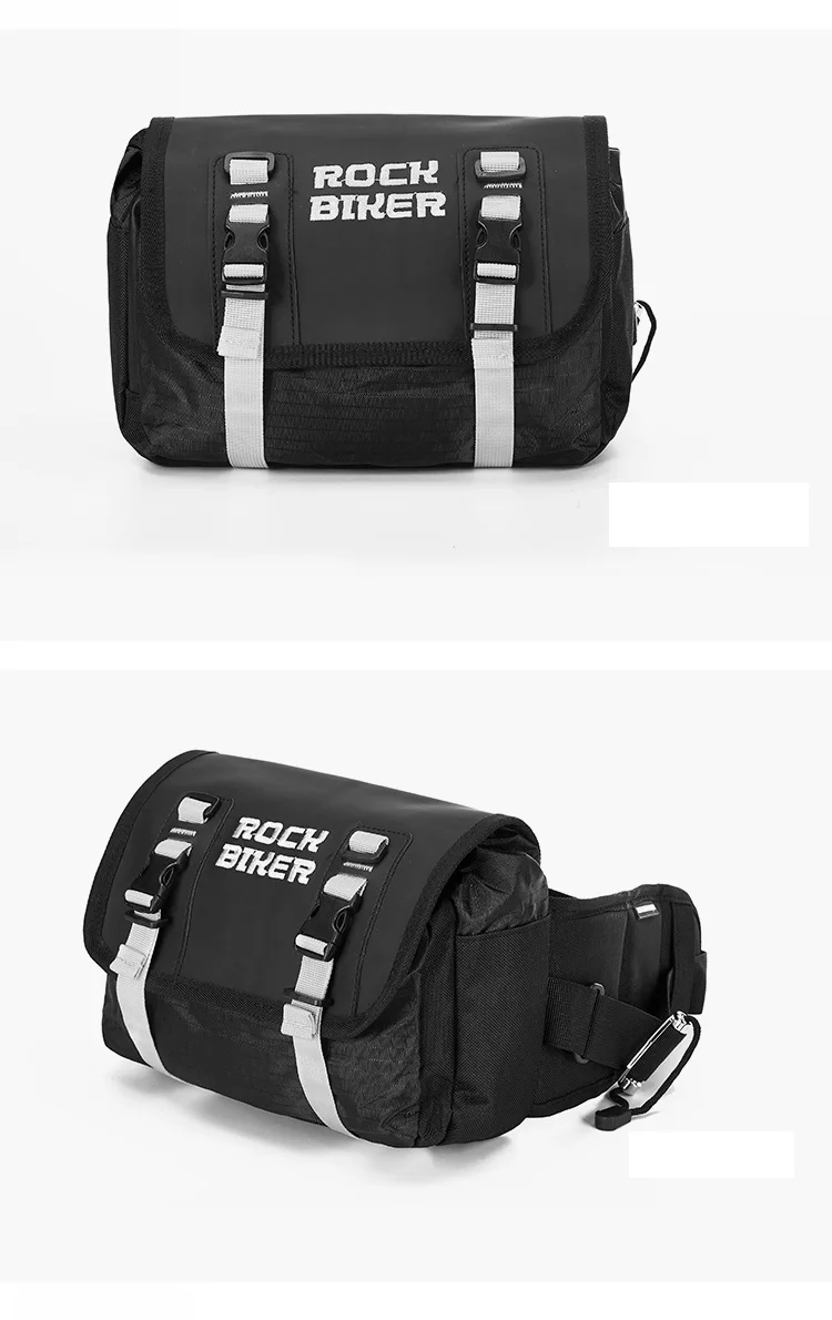 Новые сумки ROCK BIKER RBB011 для мотоцикла, сумки для мотоцикла, поясные сумки для велоспорта, водонепроницаемые сумки, многофункциональные сумки, 2 цвета - Цвет: Черный