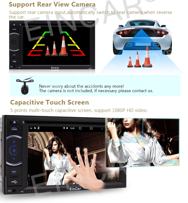 Top Android 5.1 Octa Core 6.2" Double 2 DIN Car Radio Stereo DVD GPS Touch HD 3G CAM 4