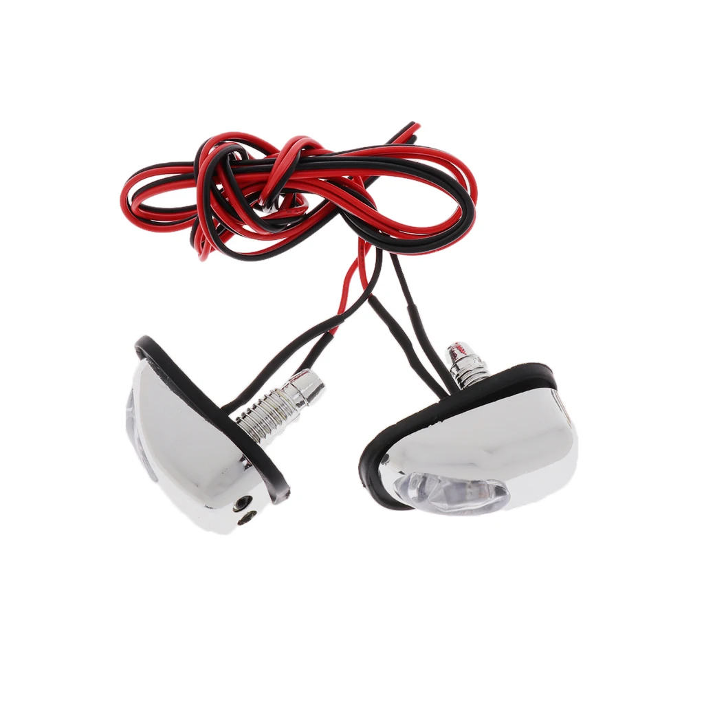 1 Pair Car Wiper Hood Windshield Water Spray Nozzle Washer with LED Light Rubber Plastic Metal