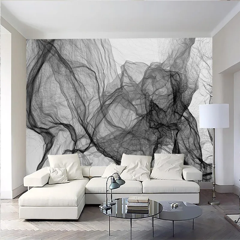 Custom Any Size Modern Wall Paper Living Room Background Black Lines Abstract Art Wall Covering Home Decor Mural Wallpaper