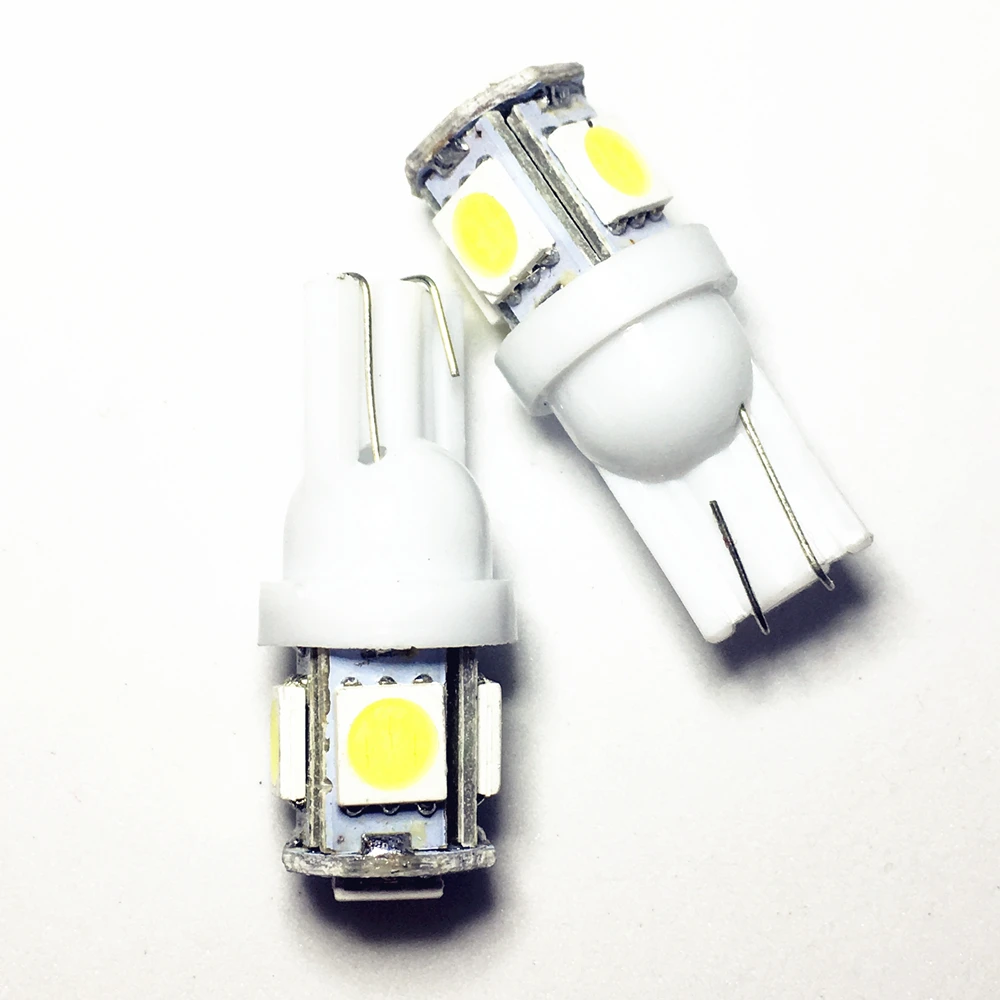 2X T10 светодиодный W5W лампы 5SMD белого и синего цвета красный желтый зеленый