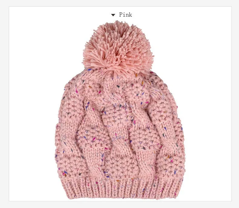 2015 New Autumn and Winter Thick Warm Solid Knit Women Hat Female Cap with lint (21)