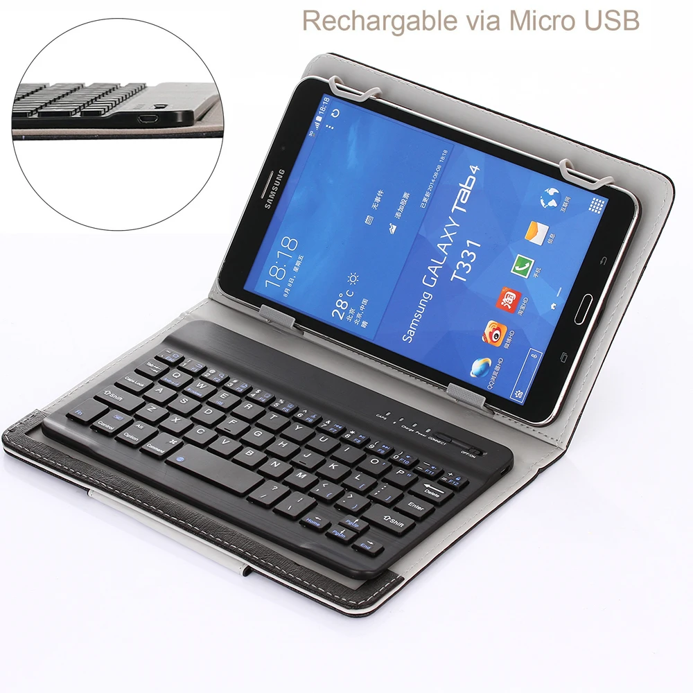 Для samsung Galaxy Tab A 8,0 SM-T380 SM-T385 8 дюймов Универсальный ноутбук планшет Беспроводная Bluetooth клавиатура из искусственной кожи чехол