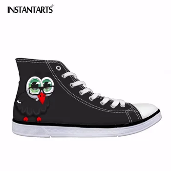 

INSTANTARTS 2018 Fashion Men Classic High-top Shoes Cartoon Animal Print Youth Man Lace-up Canvas Shoes Male Vulcanize Shoes