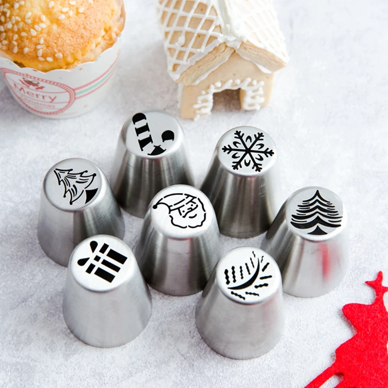 

Nozzle for Baking Mat Nozzles Pastry Christmas Series one-time Shaping Christmas Snowflake Cookies Cream Framing tool