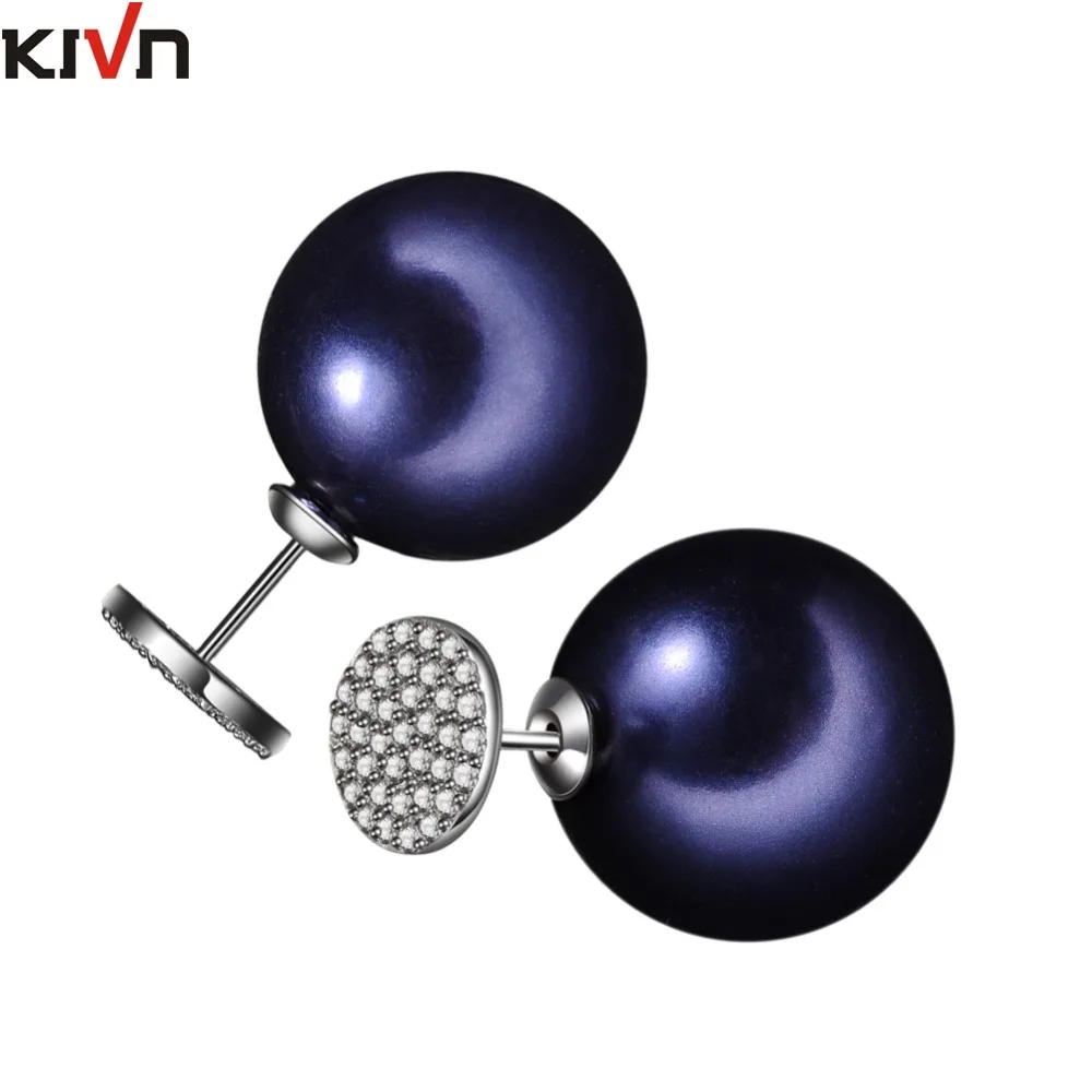 

Womens Fashion Jewelry Stud CZ Cubic Zirconia Girls Double Sided Simulated Pearl Earrings Birthday Christmas Mothers Day Gifts