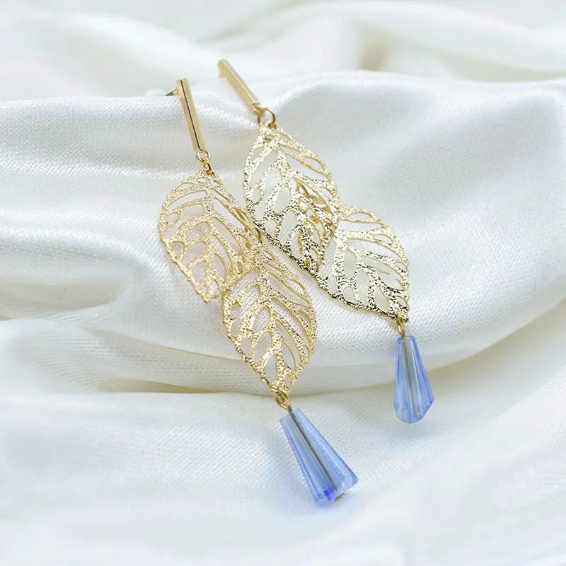 Серьги капельки Carvejewl для женщин серьги с двойными листочками из стекла в