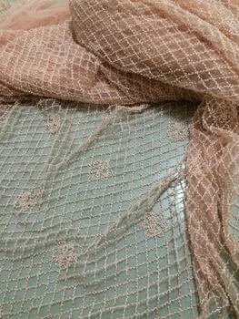 

New tull net fabric/cord mesh fabric CiCi-010 for bridal dress with glass beads