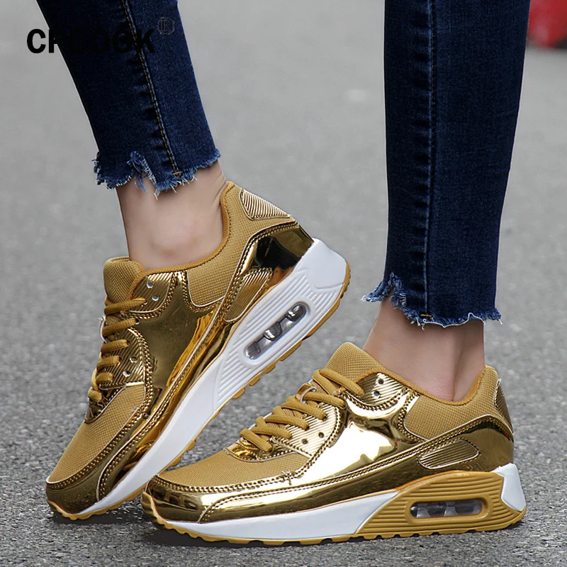 

2018 New Spring Running Shoes Men Breathable Athletic Jogging Male Unisex Women Sports Sneakers Gold Zapatillas Deporte Hombre