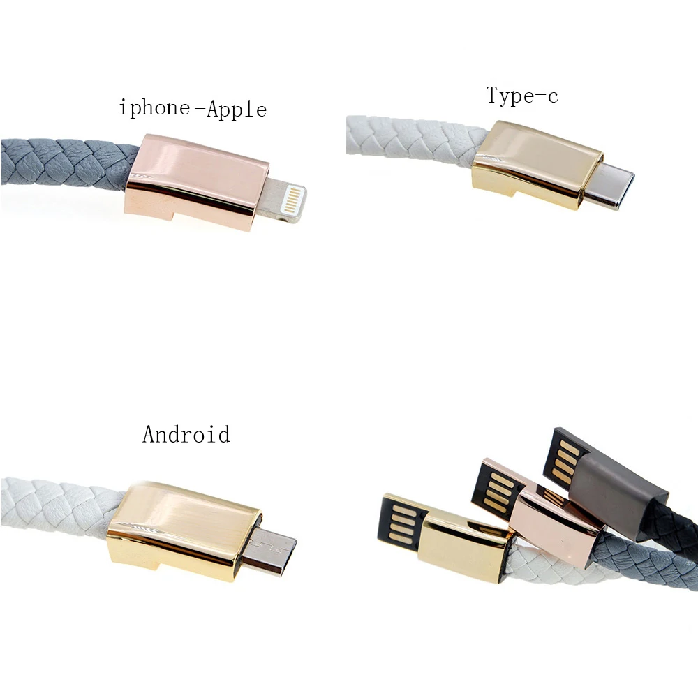 VEROMCA Bracelet For Men Women USB iApple Phone Android Outdoor Multifunction Charger Rope Wristband Bangle Cable Charger  (1)