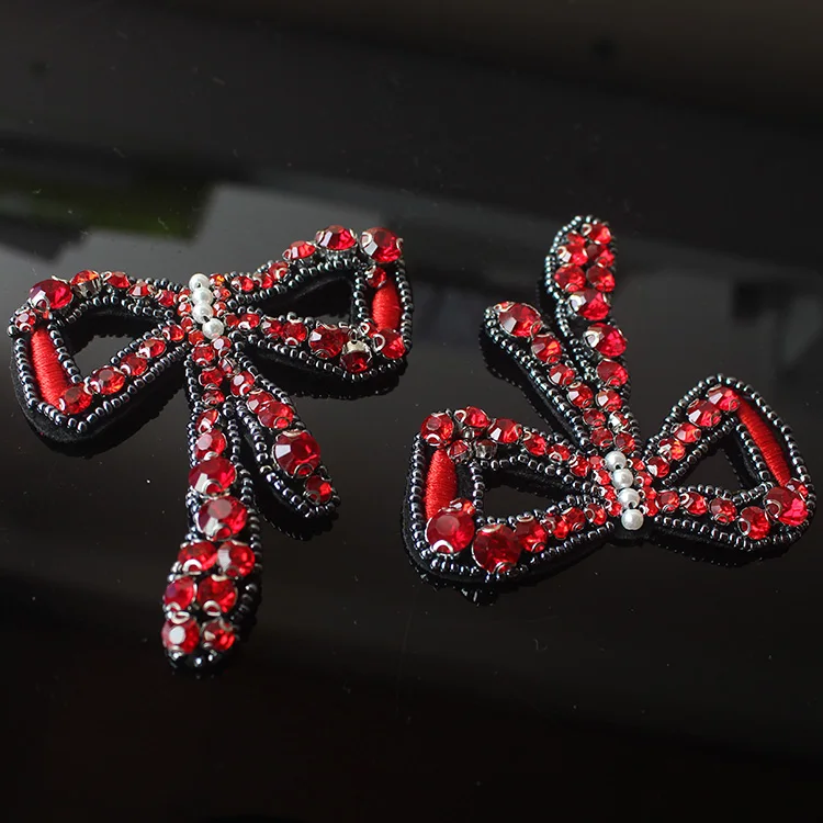 tie patch diy patch tie and DIY bowknot bow accessories embroidered inlaid decoration Red garment flower