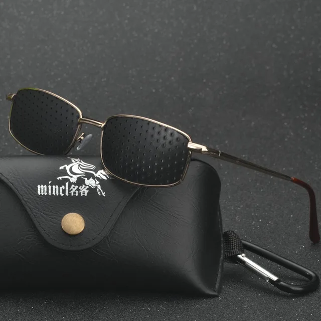 MINCL/высококачественные черные очки унисекс для ухода за зрением, с отверстием, очки с пинхолом, для упражнений на глаза, Улучшенные пластиковые очки LXL