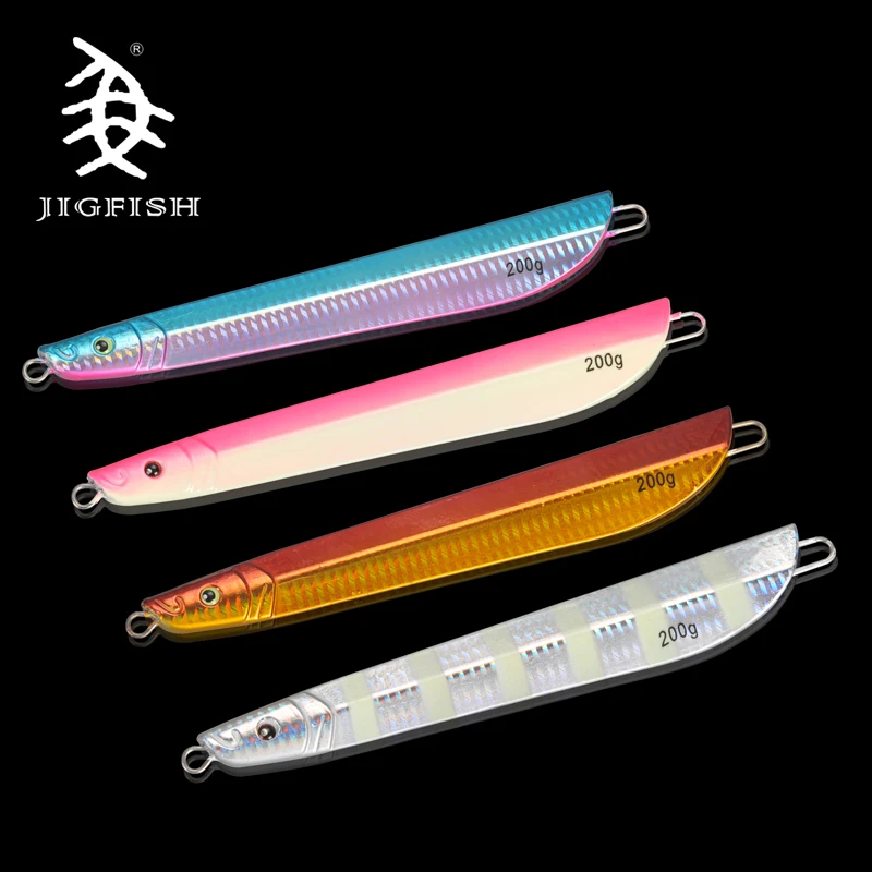 Jigfish metal jig 200g Iron Plate Road Second Bait Offshore Angling Deep Sea Ship Fishing Lead