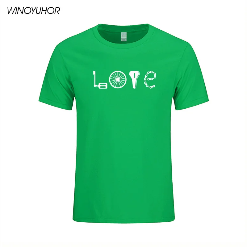 Мужские футболки с надписью Love Bikes, лето, новинка, повседневные мужские футболки, Забавные футболки с изображением велосипеда, подарок для влюбленных, топы, крутая уличная одежда, Camisetas Masculina - Цвет: Green