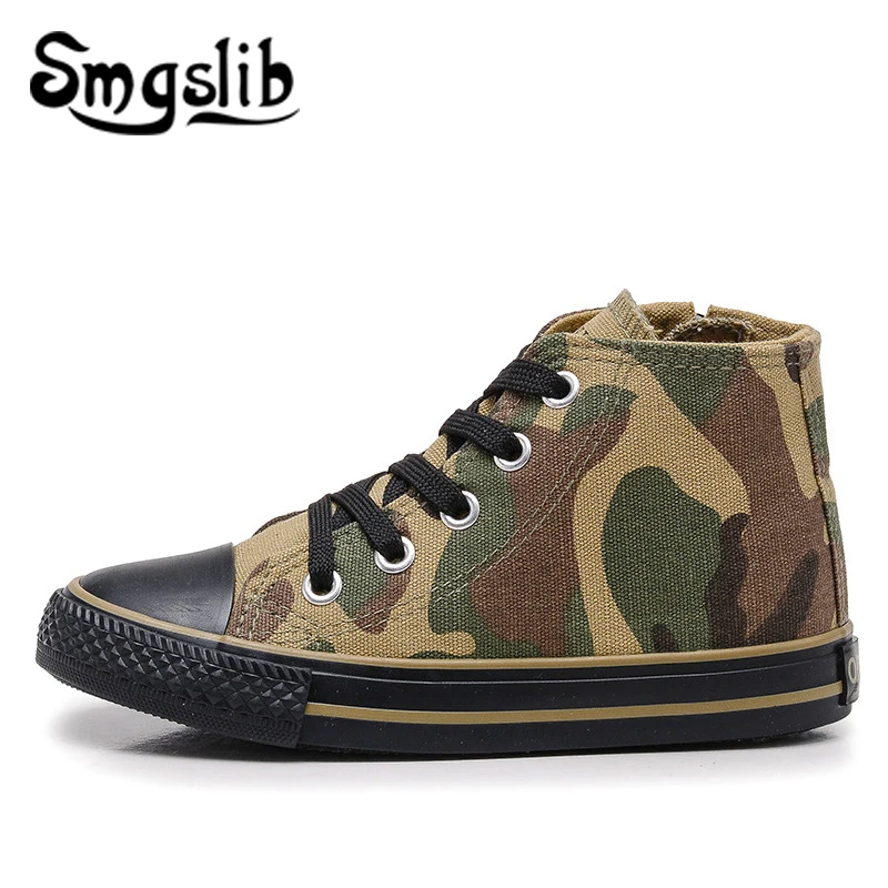 Girls Canvas Shoes Kids Camo Sneakers 