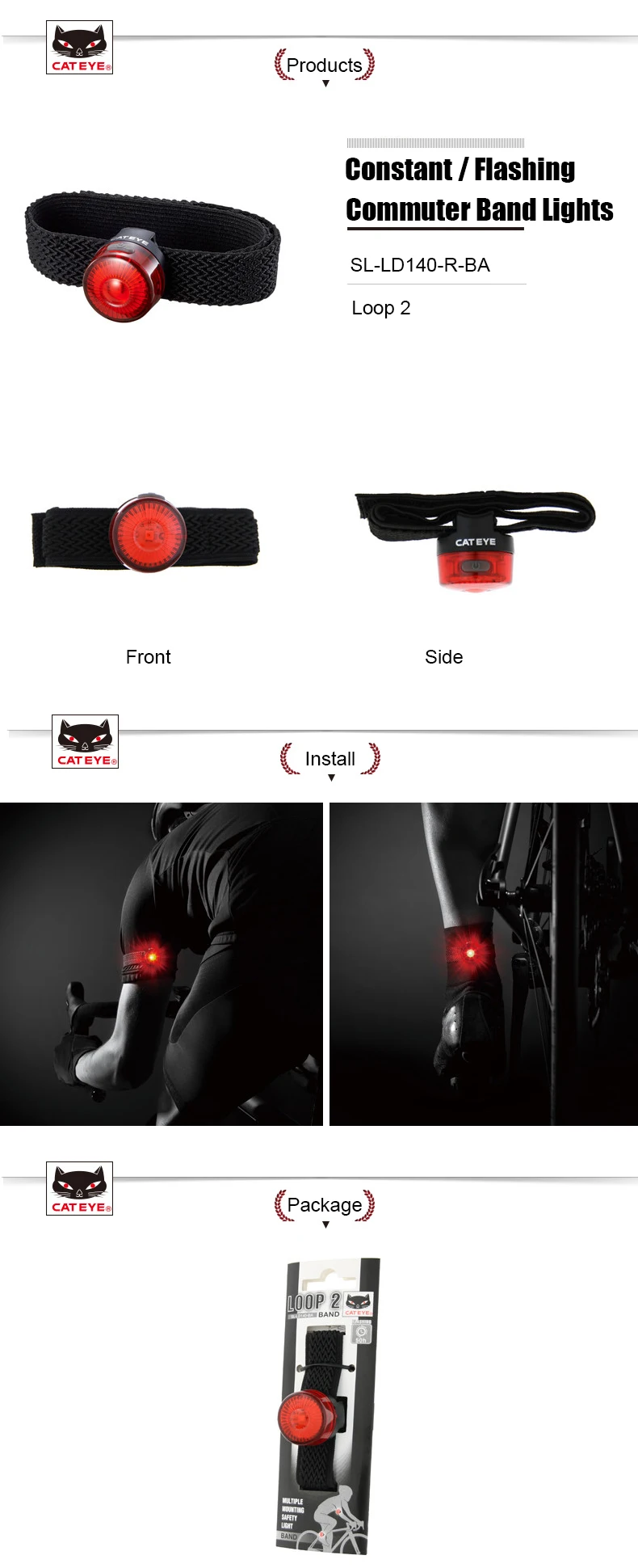 Excellent Cycling Wearable Warning Light Arm Band Pants Band Leg Strap Belt Runing Flashing Lamp Accessories CATEYE Bicycle Safety Lights 0