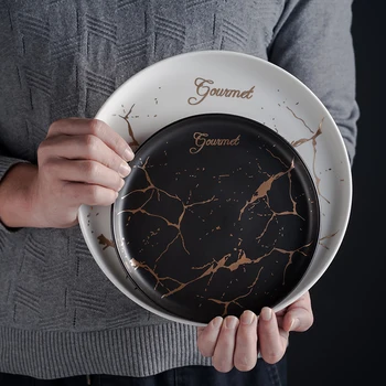 

Scandinavian Marble Ceramic Tableware Plate Creative Steak Tray Dessert Fruit Home Dish Pasta Plate Wedding Party Dinner Tool