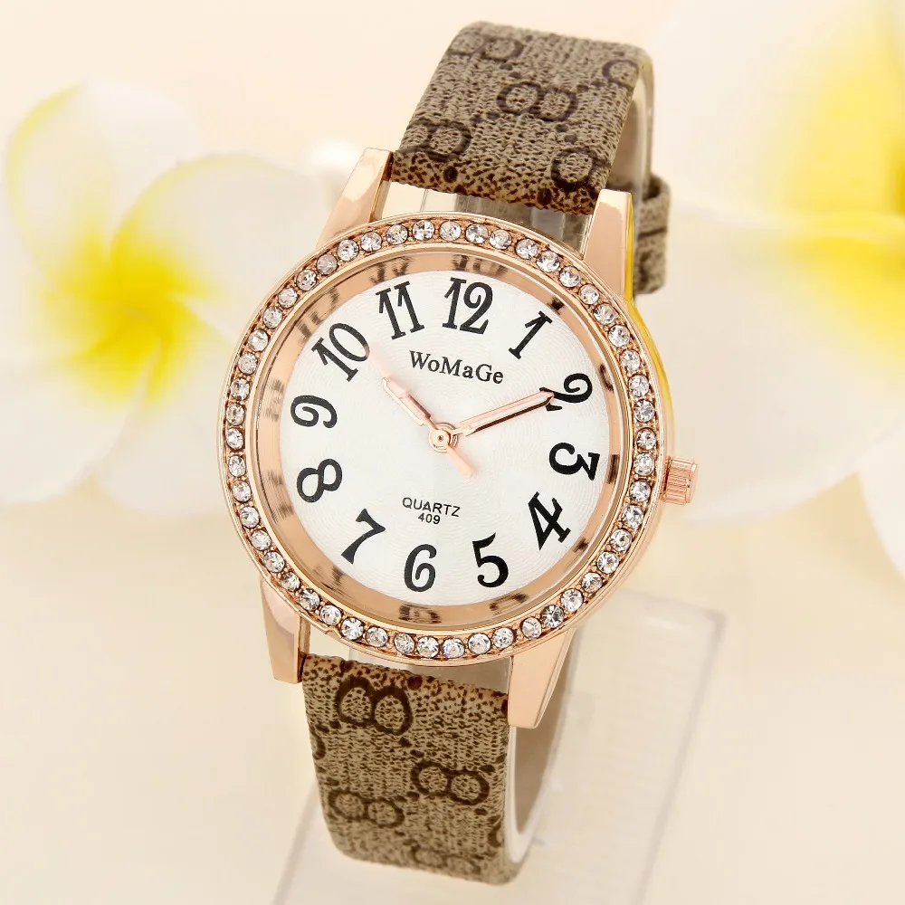 

Men Watches Top Brand WoMaGe Luxury Diamond Watches Men Leather Rhinestone Male Fashion Clock relojes masculino erkek kol saati