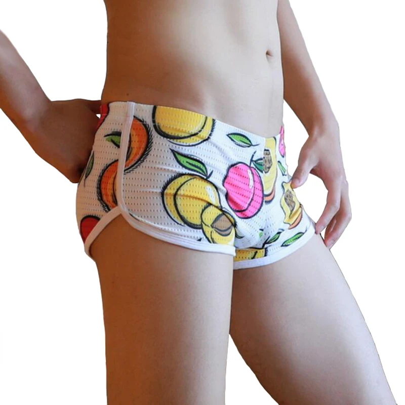

Men underwear boxer men fruit printing cueca masculina boxershorts men mesh hole breathable cuecas men underwear gay boxer homme