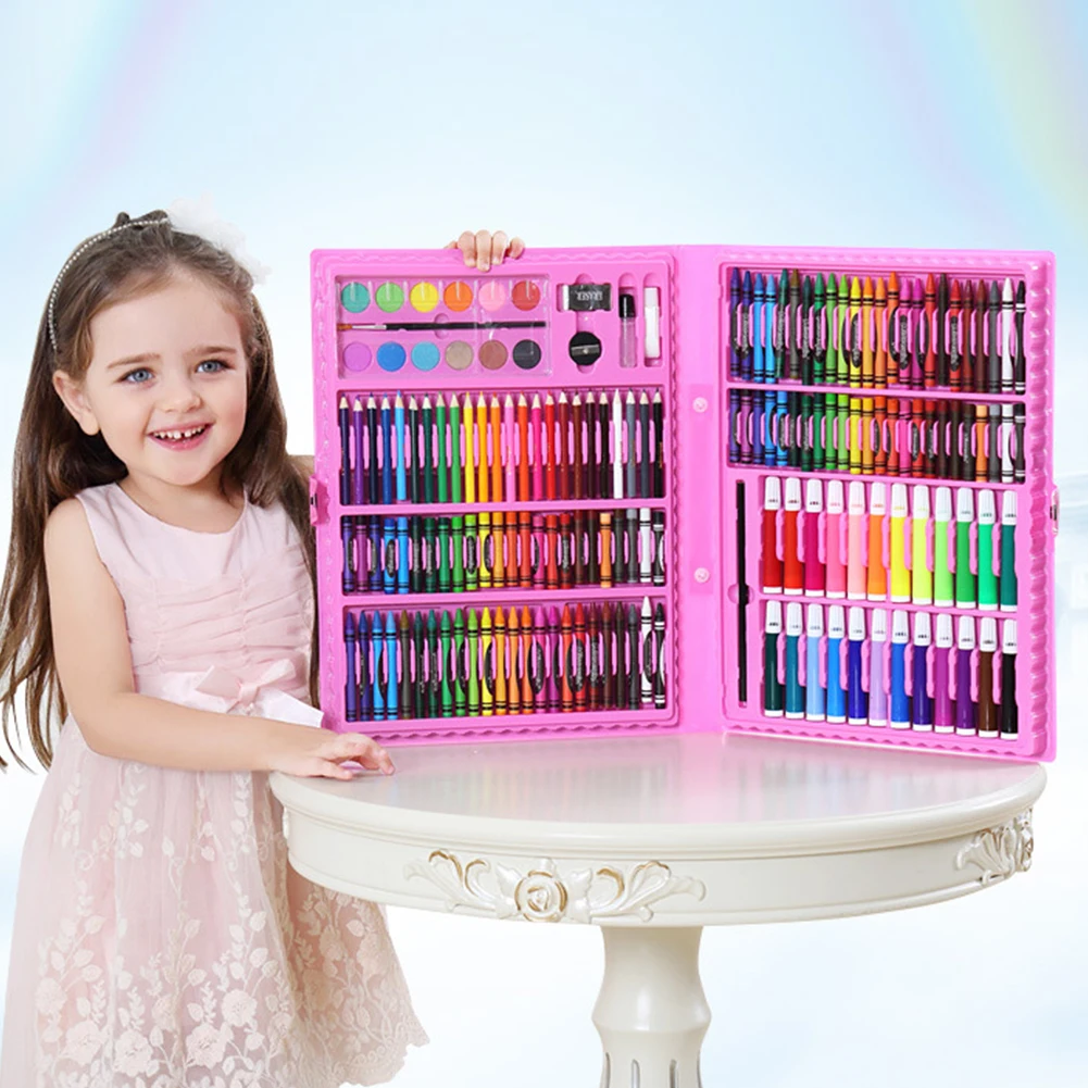 

168pcs Stationery Kit Office Painting Kids Marker Watercolor Art Set Pen Brush Pencils Gift Box Supplies Drawing Tools