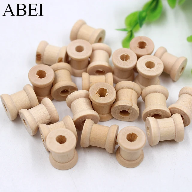 100pcs 11X12mm Natural Wood Spools Mini Wooden Spool Bobbins DIY Sewing  Tools Crafts Threading Sewing Accessory For Scrapbooking