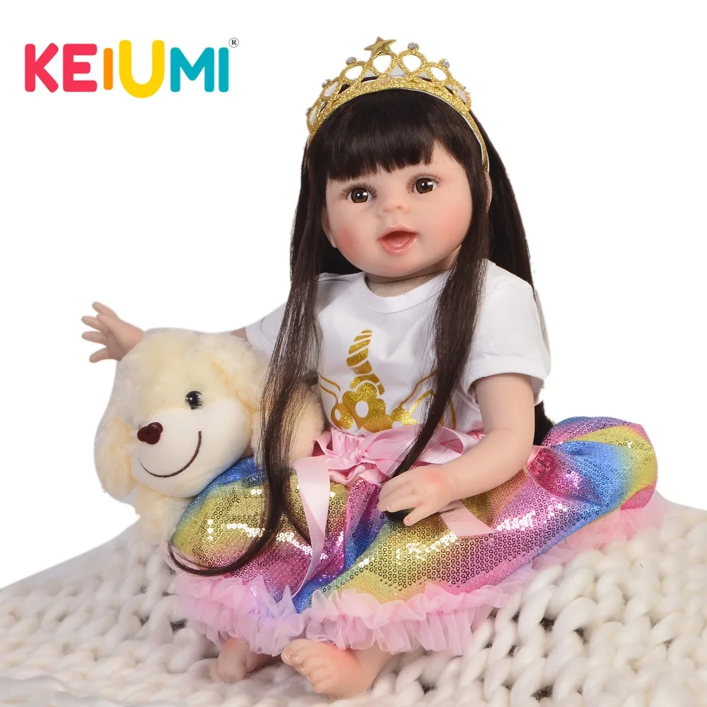 

Fashion 55 cm Reborn Doll Soft Silicone Vinyl 22'' Lifelike Reborn Babies Doll Alive Princess Toy For Girl Kids Christmas Gifts