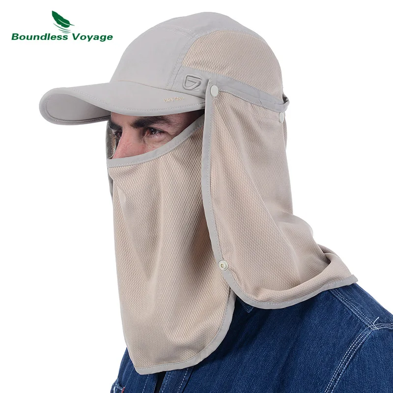 

Boundless Voyage Summer Adjustable UPF 50+ UV Sun Protection Caps Hiking Fishing Jungle Hat Neck Cover Hats for Men Women BVH20