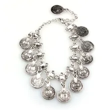 Fashion Bohemian Turkish Jewelry Ethnic Vintage Silver Coin Bracelet Ankle Coin Beads Ankle Bracelet Wholesale Good Quality