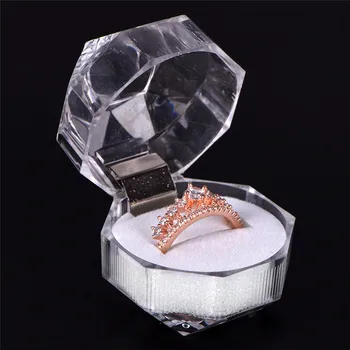

1pc New Acrylic Ring Box For Jewellery Packing Display Transparent Carrying Cases For Ring Gift 3.5*3.5cm