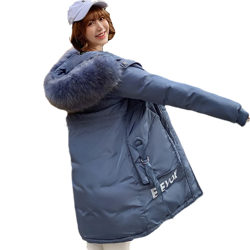 Лидер продаж, толстая парка с мехом большого размера, новинка 2019 года, зимняя модная куртка для девочек с большим воротником