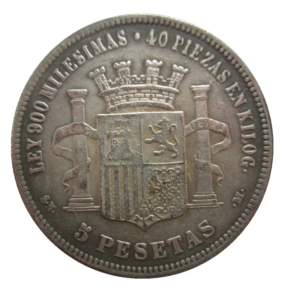 Дата 1731 1809 1813 1869 1873 Испания Reales копия монет - Цвет: 1869