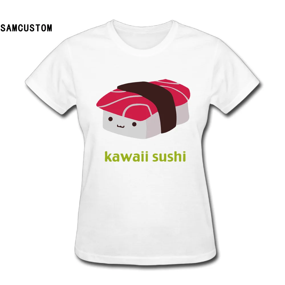 SAMCUSTOM Kawaii Футболка с принтом суши для женщин Harajuku Забавный продукт повседневные