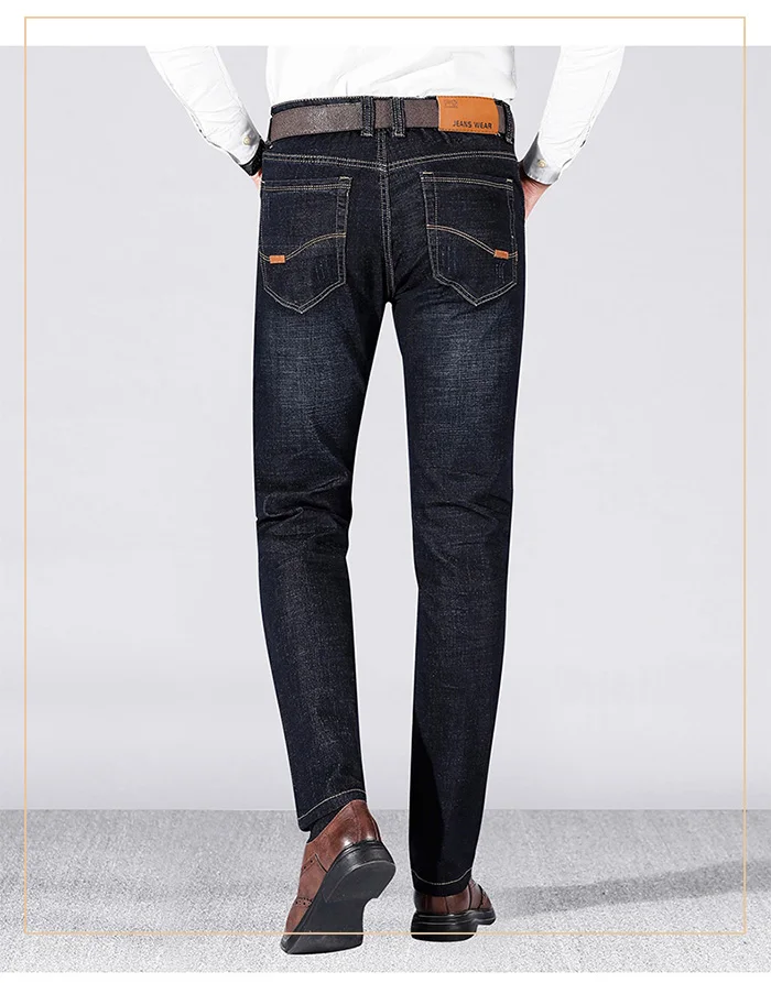 Jantour Брендовые мужские осенние зимние джинсы деним джинсы мужские облегающие плюс размер 40 большие высокие мужские хлопковые брюки модные плотные джинсы