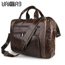 Unicalling винтажные Модные мужские Большая емкость кожаный портфель качества из натуральной коровьей кожи для ноутбука сумки двойная молния пространство