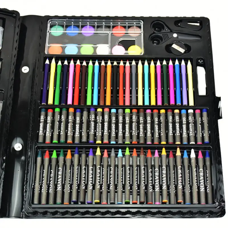 Роскошный Художественный набор, 150 шт Детские краски для рисования Инструменты для рисования набор фломастеры карандаш масло Пастель